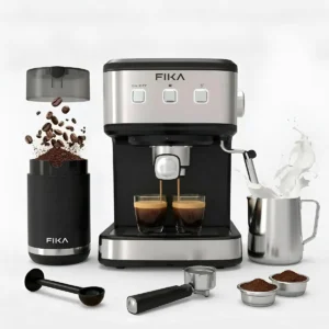 Cafetera Maquina Expresso Con Molino Individual Italiana Capuchino Fika Rito Set 1.5 Litros 1100W 20 Bares